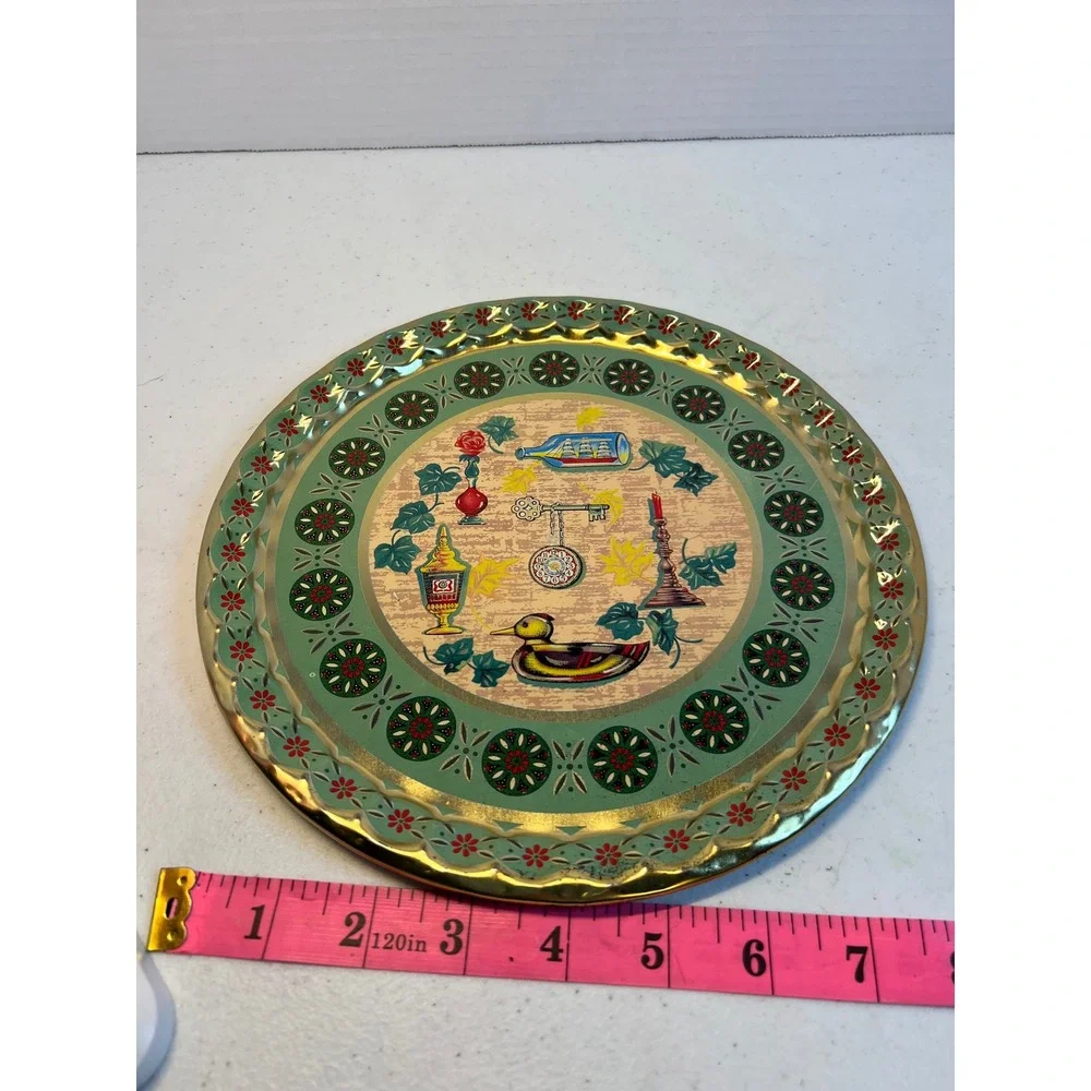 Vintage Baret Ware Lancaster Cocktail Tray No 65/T44 Made in England Green Gold